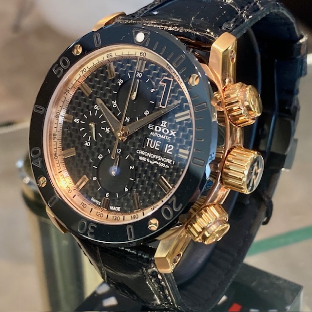 美品　EDOX クロノオフショア1 自動巻 エドックス クロノオフショア1 クロノグラフ 500m防水 メンズ 01114-3